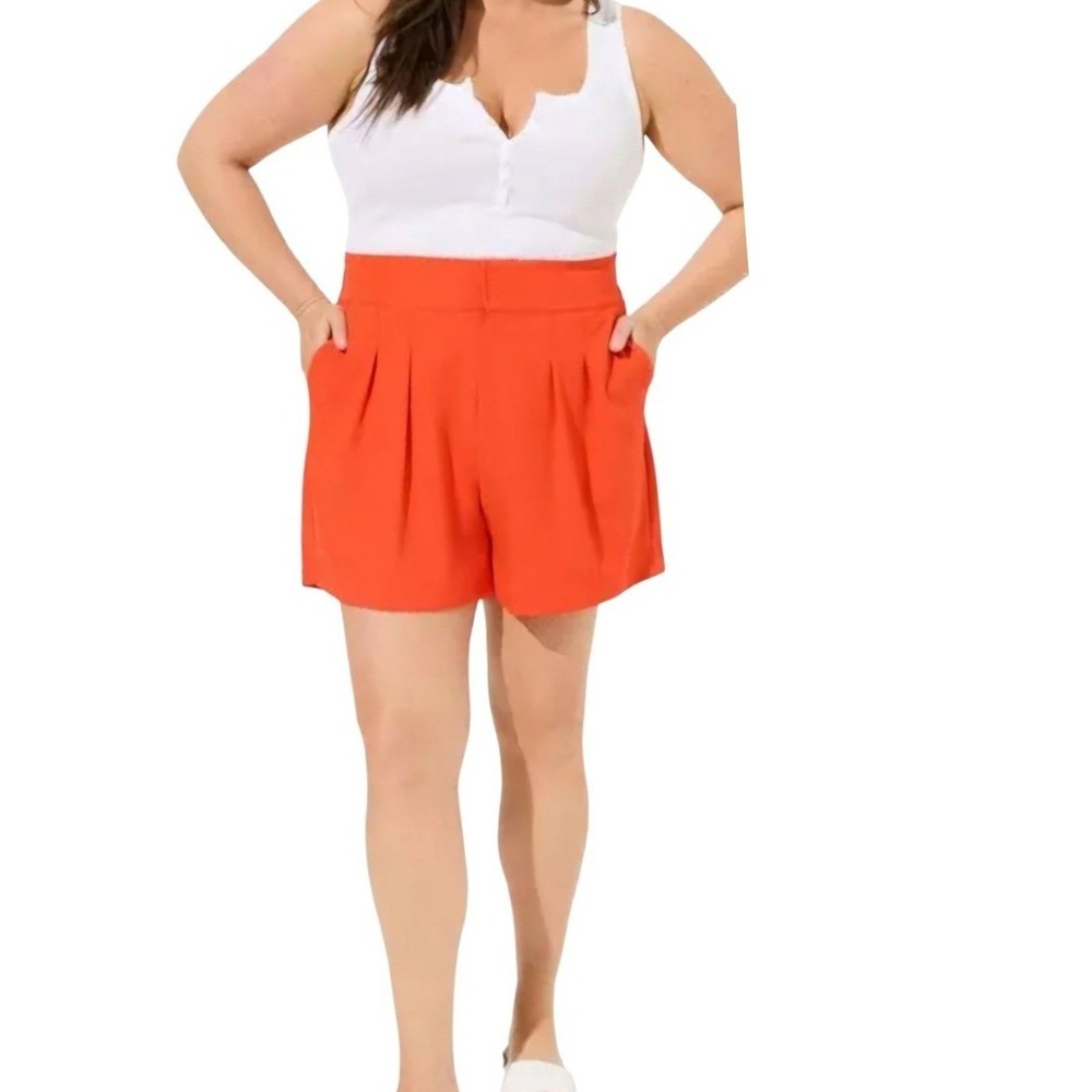 NWT Torrid Wide Leg Studio Crepe Shorts Orange Comet Size 24